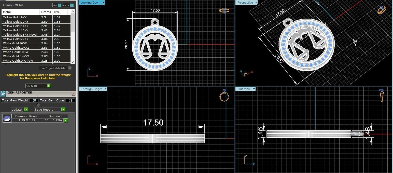 Libra Zodiac Pendant  3D print model_1