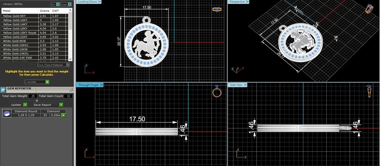 Sagittarius Zodiac Pendant  3D print model_1