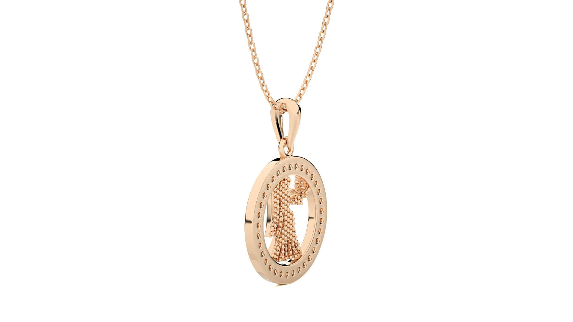 Virgo Holding Wheat Zodiac Pendant  3D print model_4