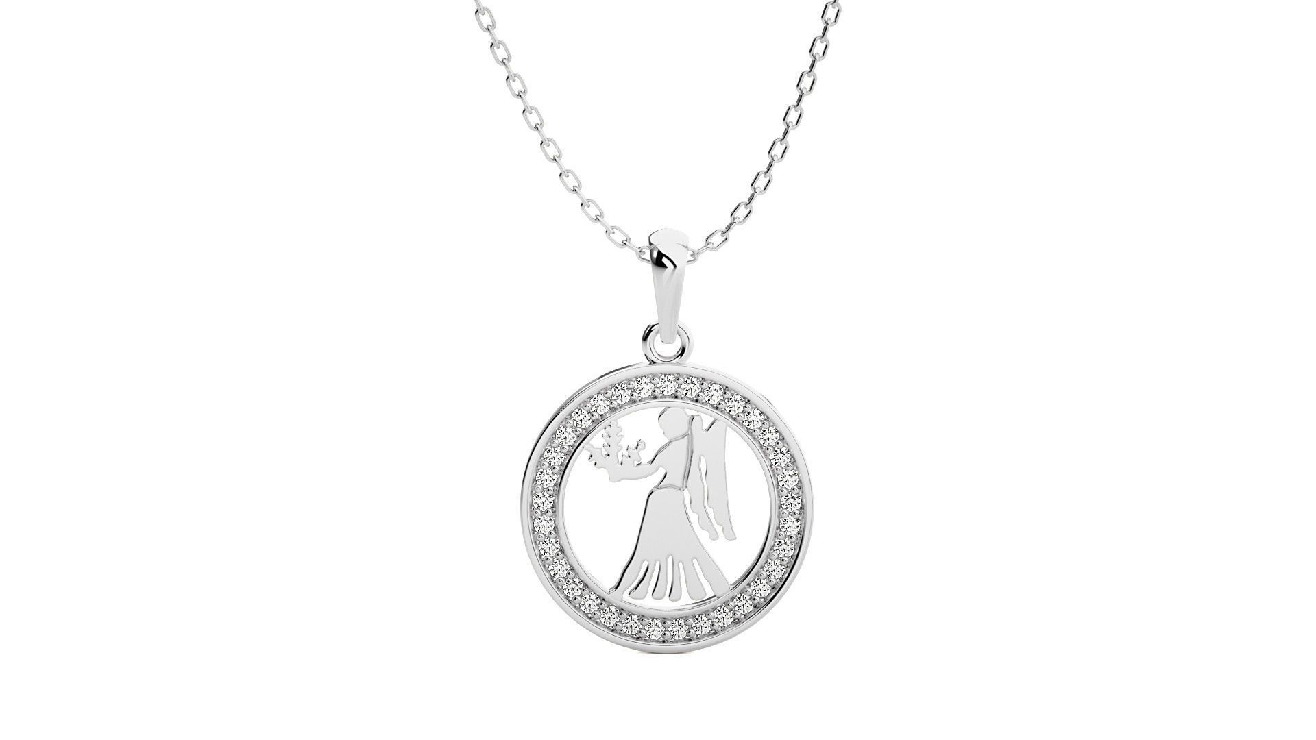 Virgo Holding Wheat Zodiac Pendant  3D print model_5