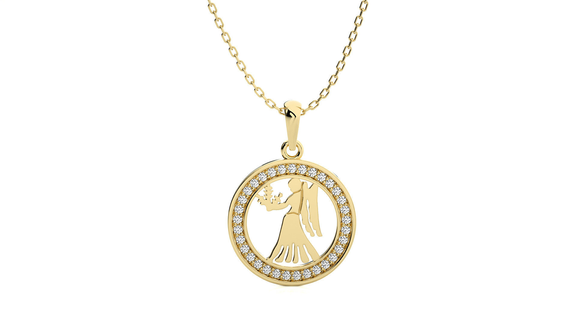 Virgo Holding Wheat Zodiac Pendant  3D print model_9