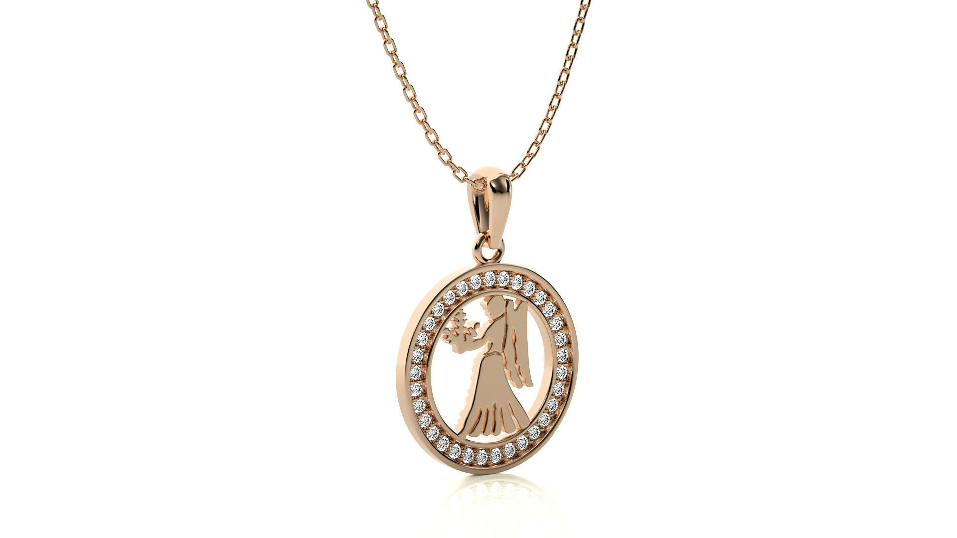 Virgo Holding Wheat Zodiac Pendant  3D print model_2