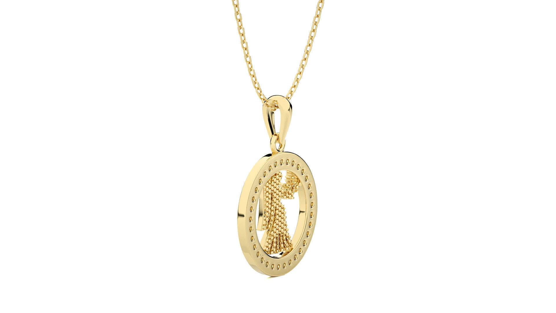 Virgo Holding Wheat Zodiac Pendant  3D print model_12