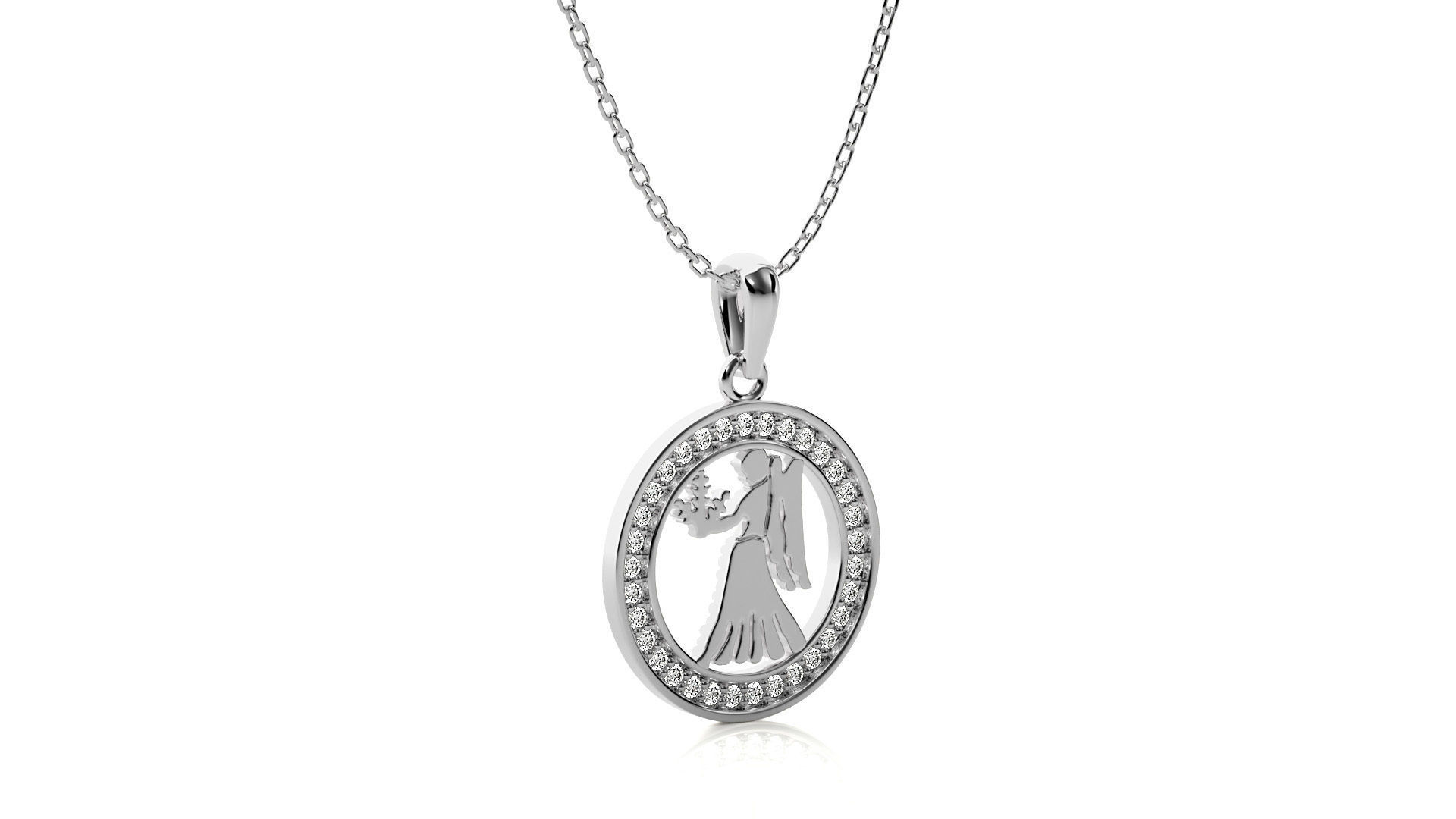 Virgo Holding Wheat Zodiac Pendant  3D print model_6