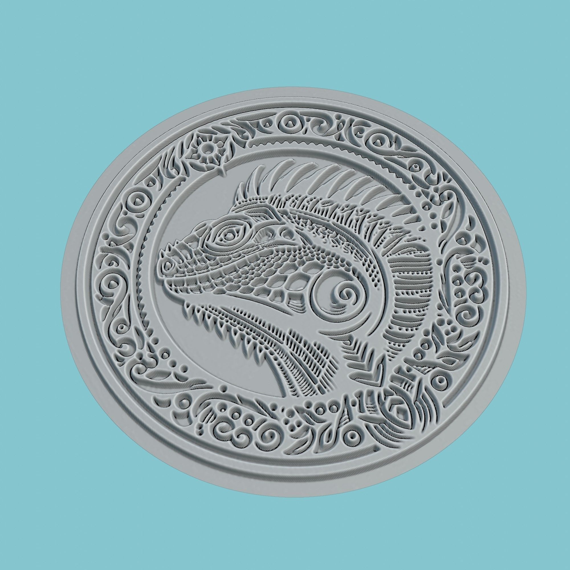 Iguana Animal Medallion Iguana Print Model 3D print model_3