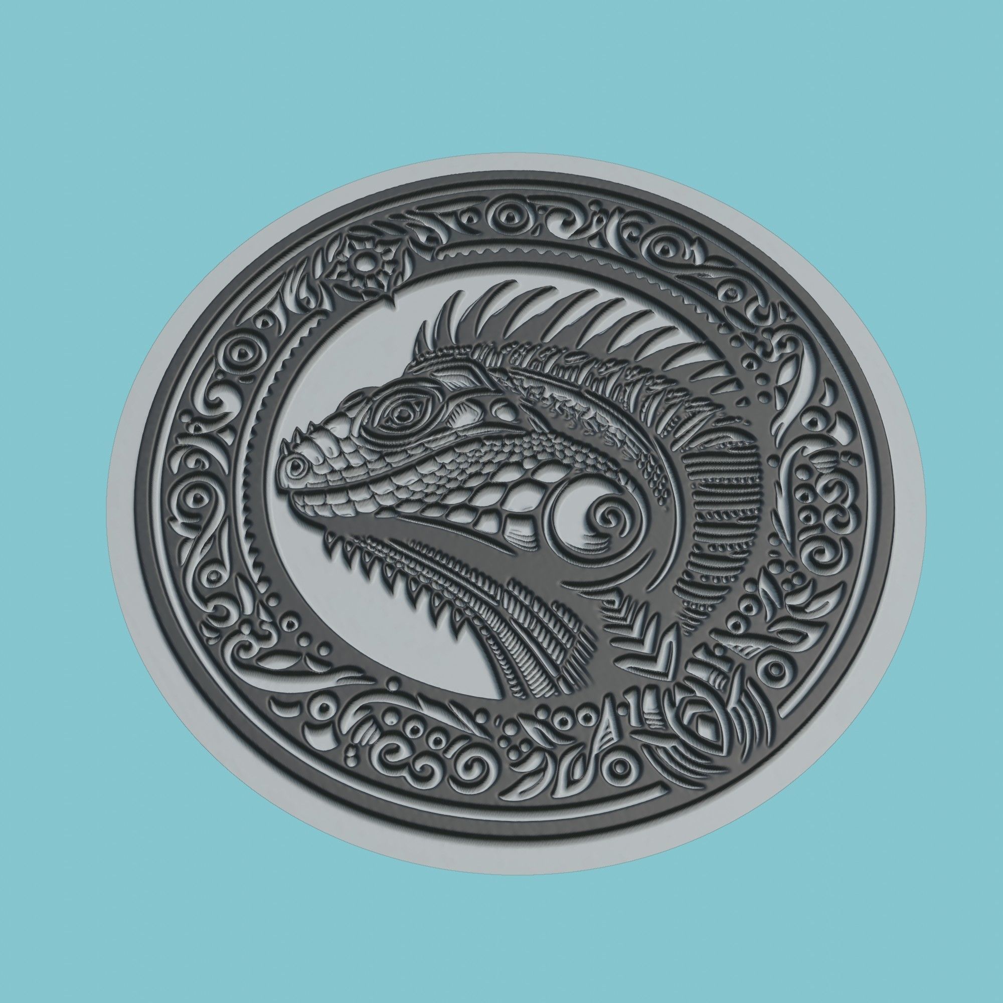 Iguana Animal Medallion Iguana Print Model 3D print model_1