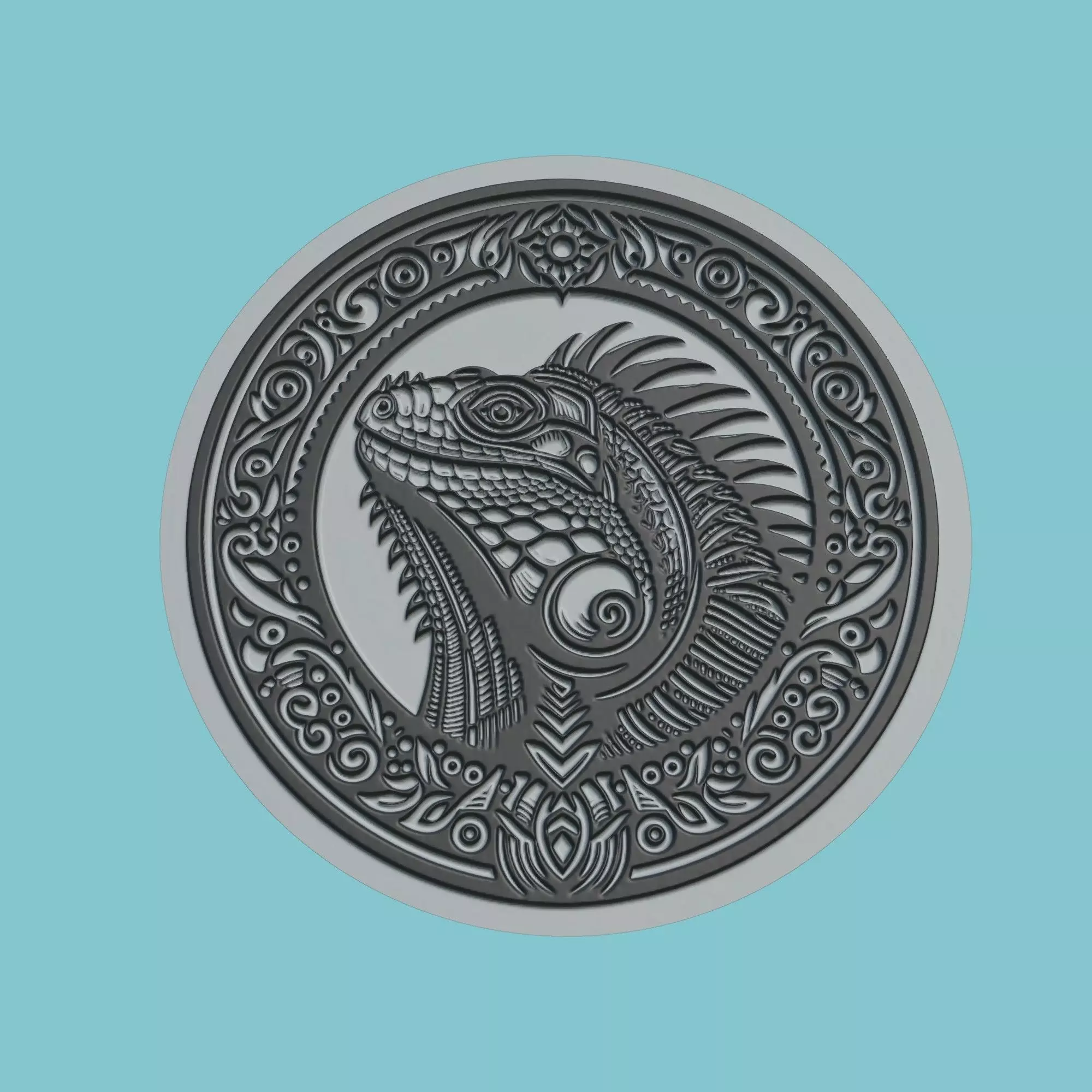 Iguana Animal Medallion Iguana Print Model 3D print model_0