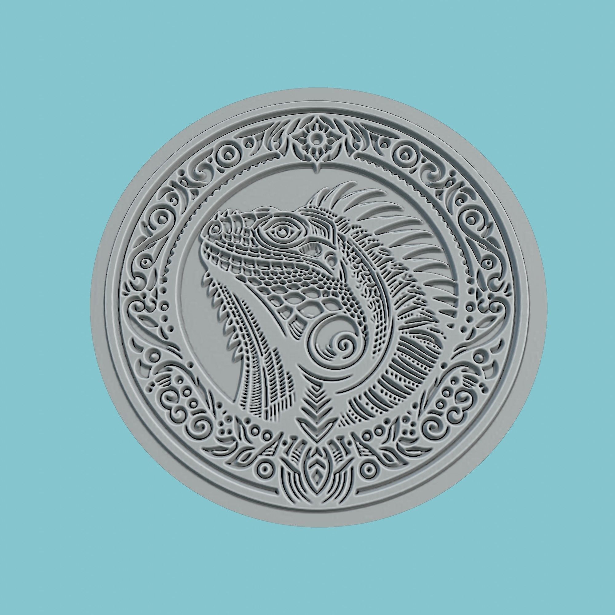 Iguana Animal Medallion Iguana Print Model 3D print model_2