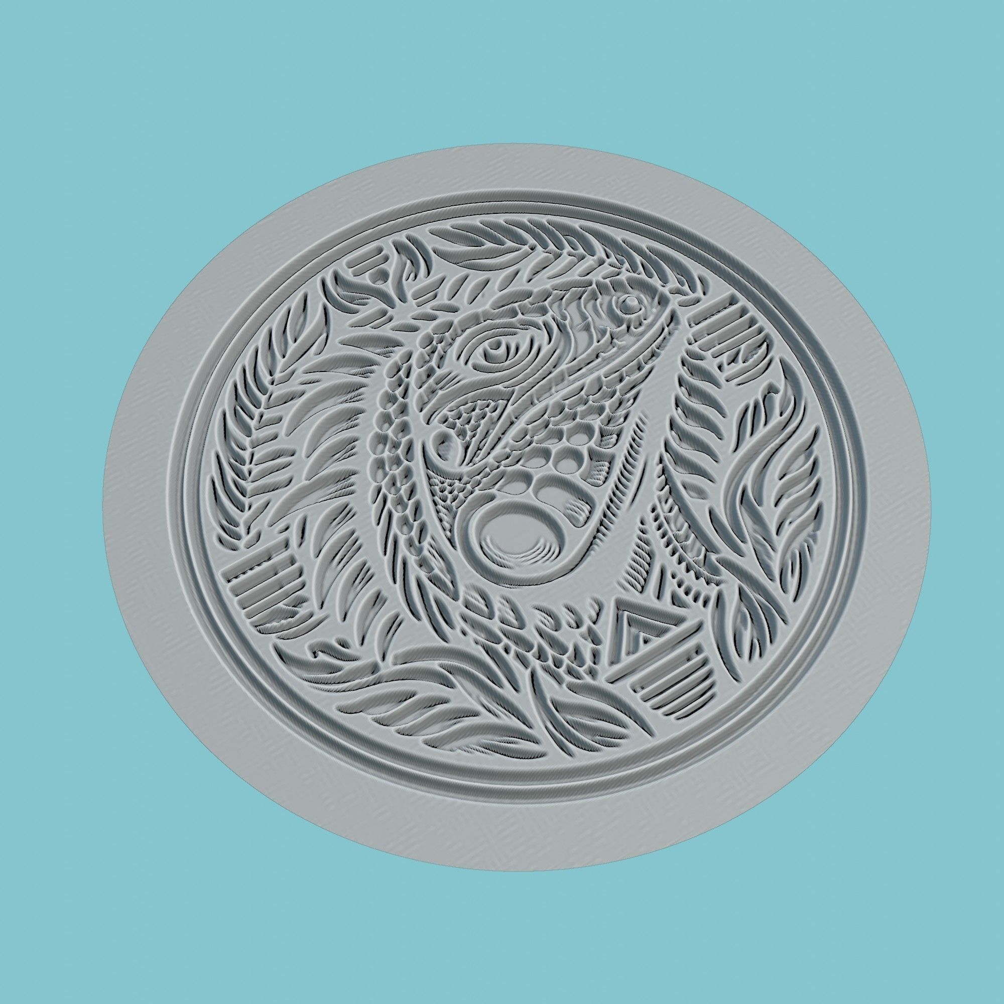 Iguana Animal Medallion Iguana Print Model 3D print model_3