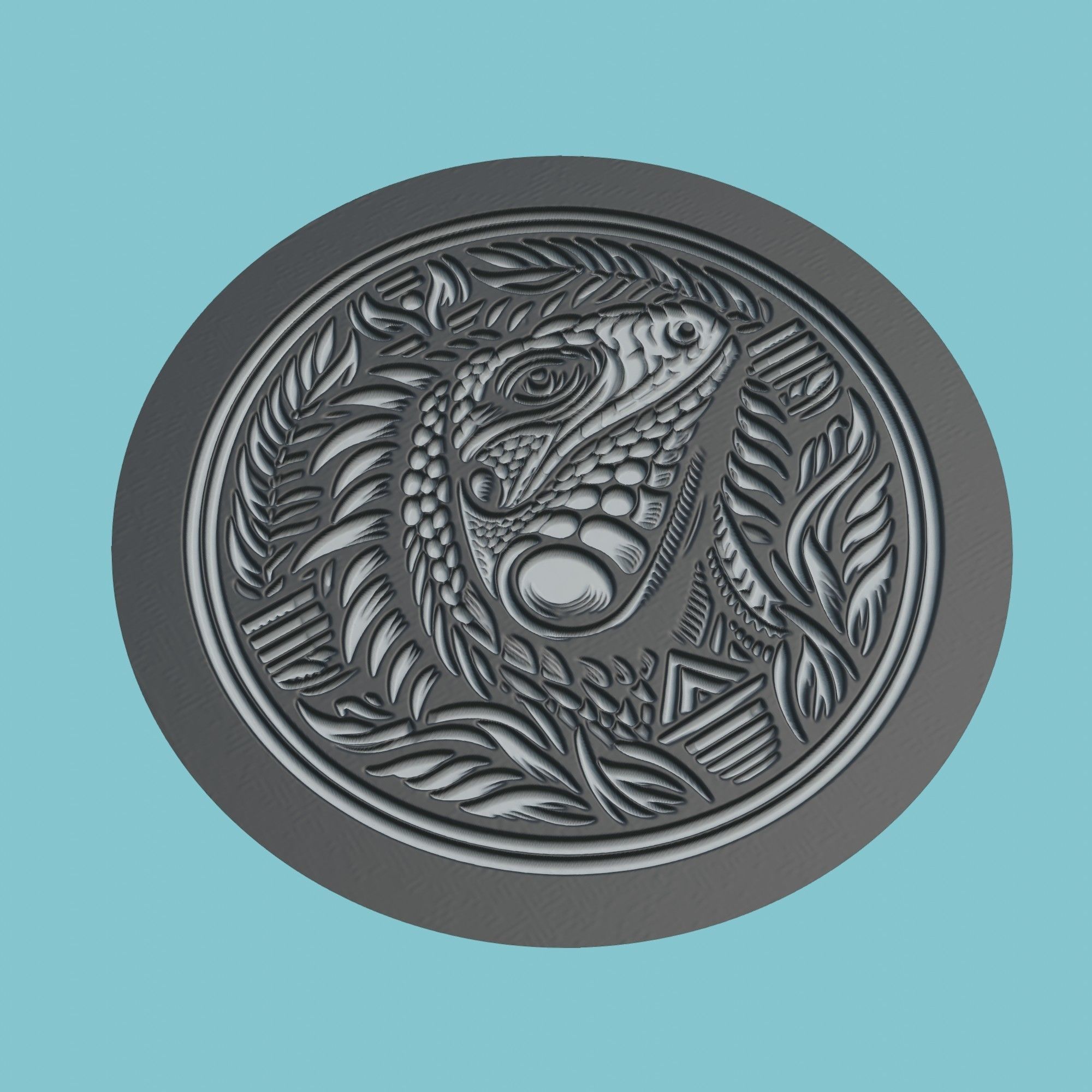 Iguana Animal Medallion Iguana Print Model 3D print model_1