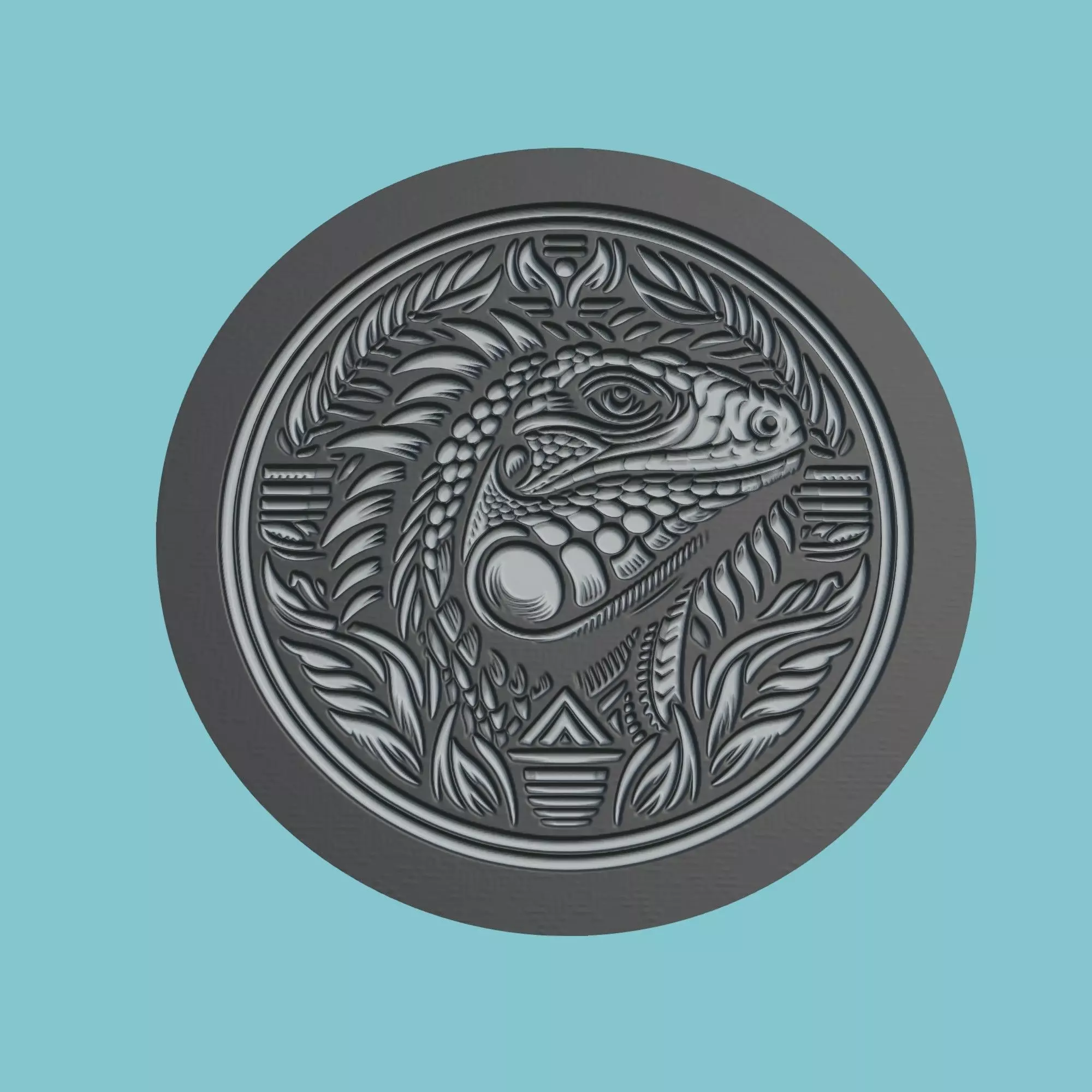 Iguana Animal Medallion Iguana Print Model 3D print model_0