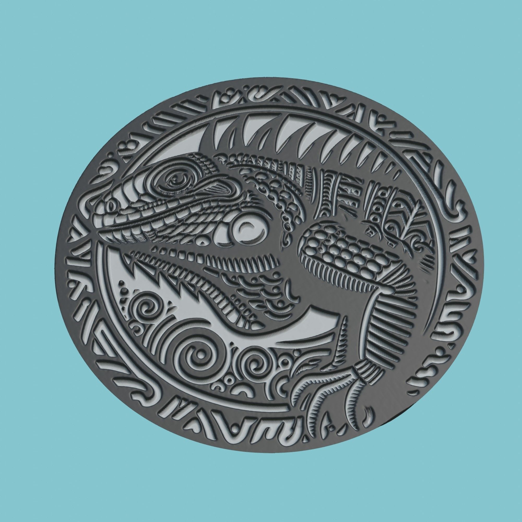 Iguana Animal Medallion Iguana Print Model 3D print model_1
