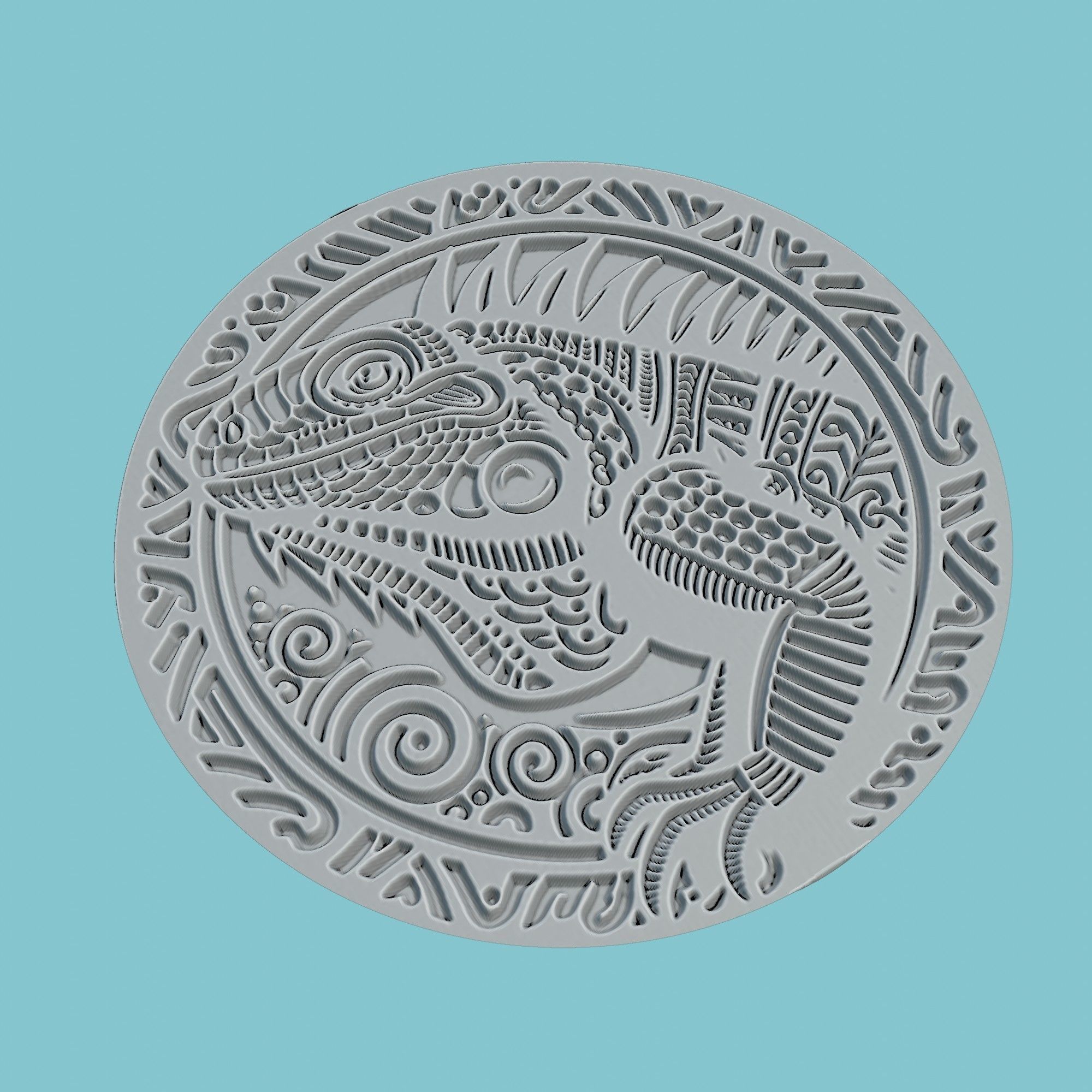 Iguana Animal Medallion Iguana Print Model 3D print model_3
