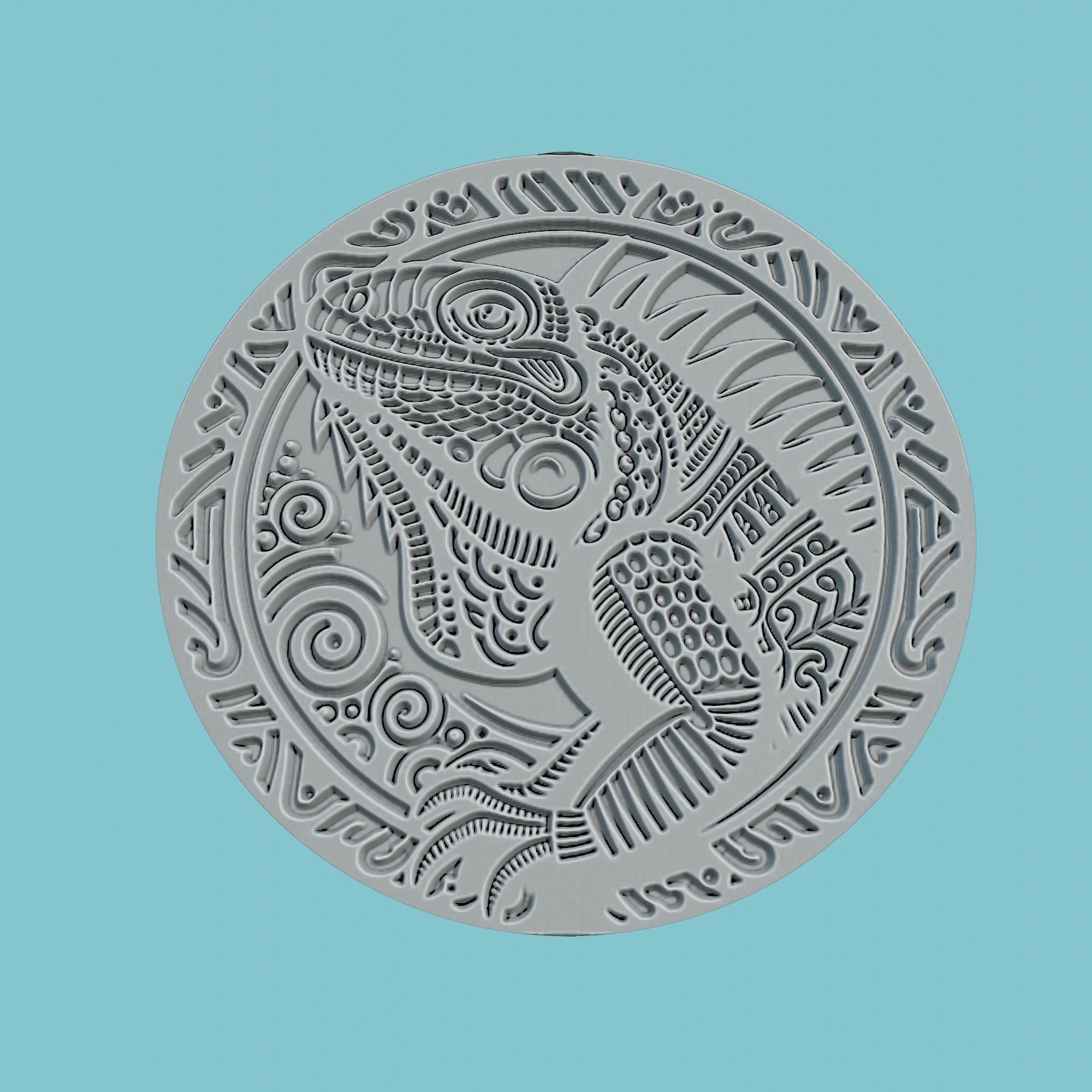 Iguana Animal Medallion Iguana Print Model 3D print model_2