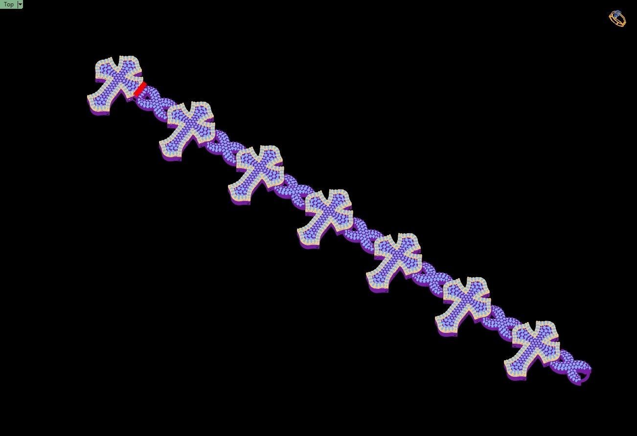 Custom Cathedral Cross Bracelet Infinity Diamond Link Bracelet  3D print model_14