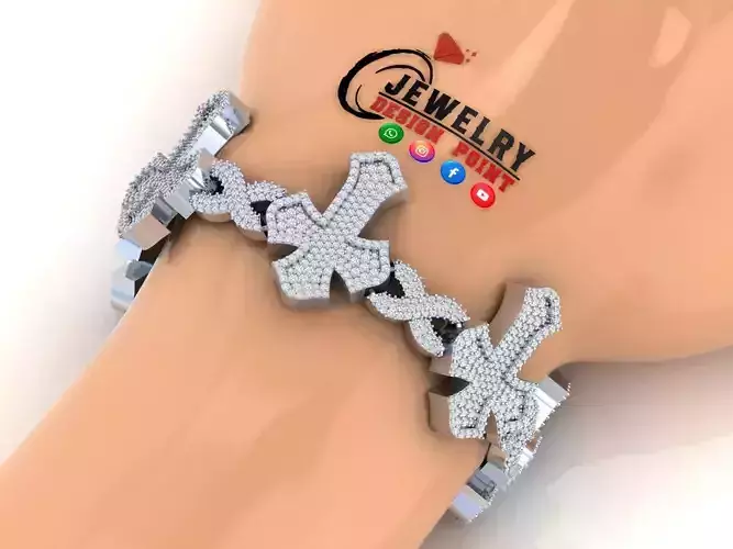 Custom Cathedral Cross Bracelet Infinity Diamond Link Bracelet 