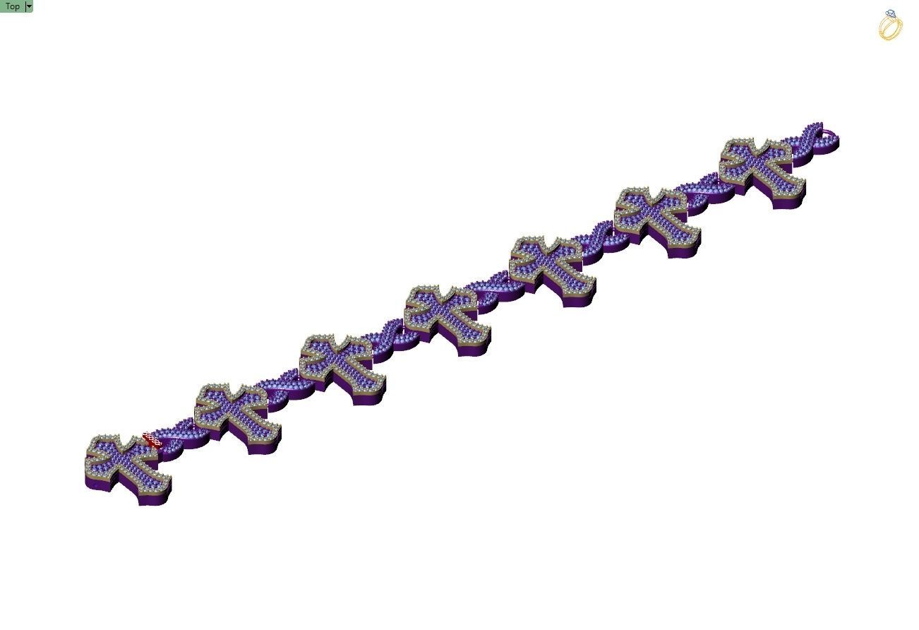 Custom Cathedral Cross Bracelet Infinity Diamond Link Bracelet  3D print model_8