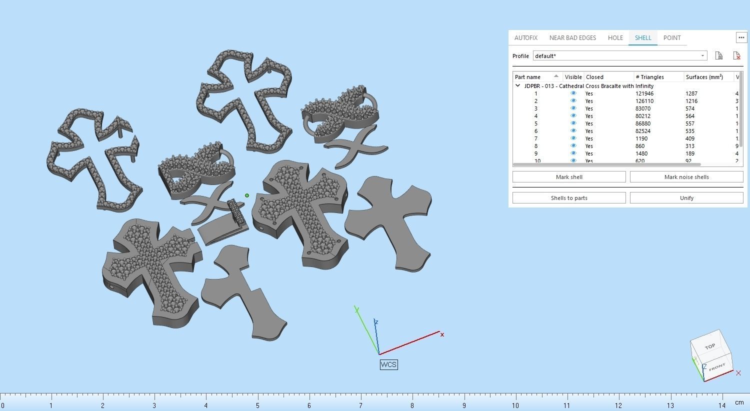 Custom Cathedral Cross Bracelet Infinity Diamond Link Bracelet  3D print model_18