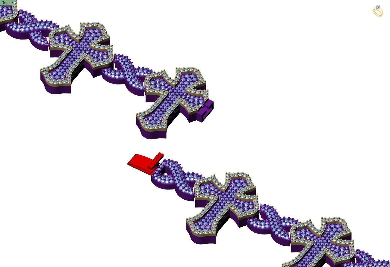 Custom Cathedral Cross Bracelet Infinity Diamond Link Bracelet  3D print model_11