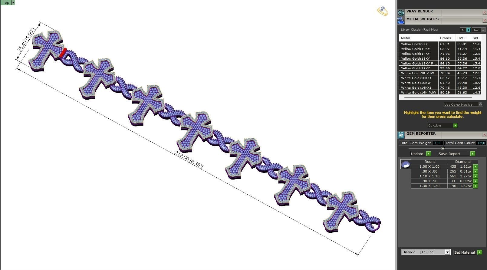 Custom Cathedral Cross Bracelet Infinity Diamond Link Bracelet  3D print model_6