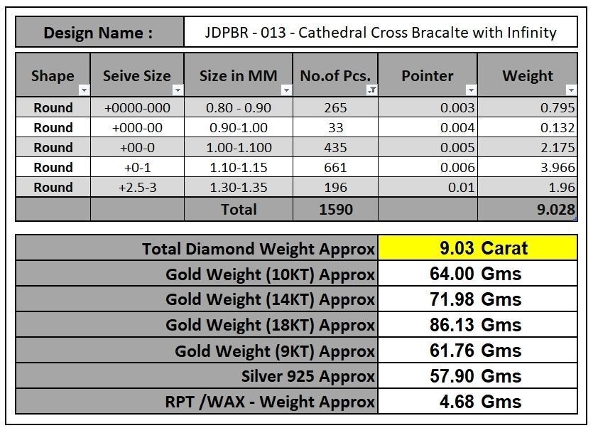 Custom Cathedral Cross Bracelet Infinity Diamond Link Bracelet  3D print model_19