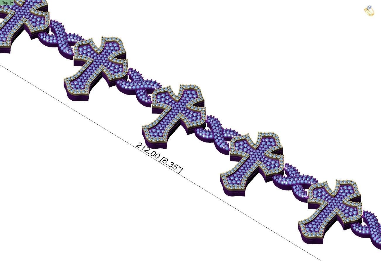 Custom Cathedral Cross Bracelet Infinity Diamond Link Bracelet  3D print model_10