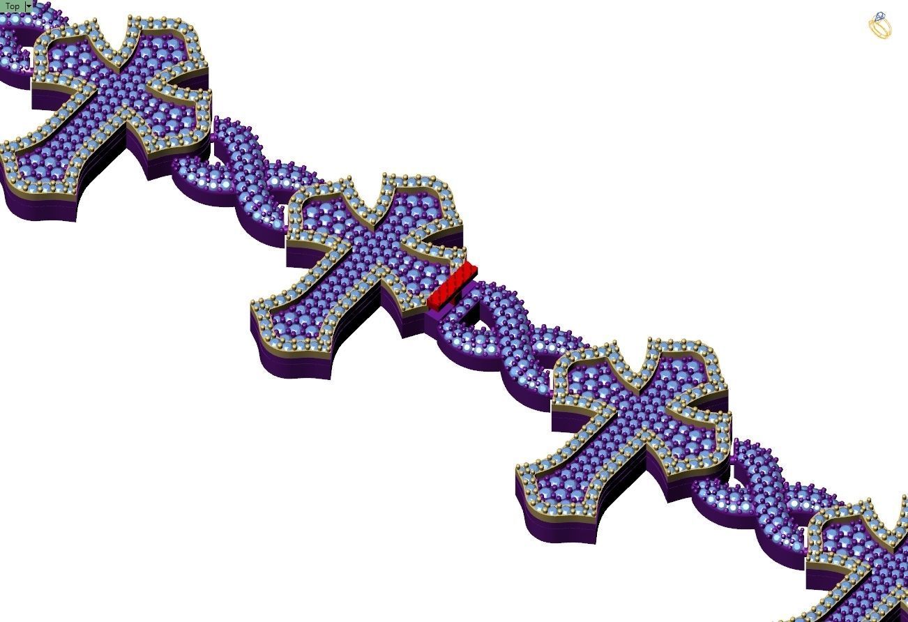 Custom Cathedral Cross Bracelet Infinity Diamond Link Bracelet  3D print model_13