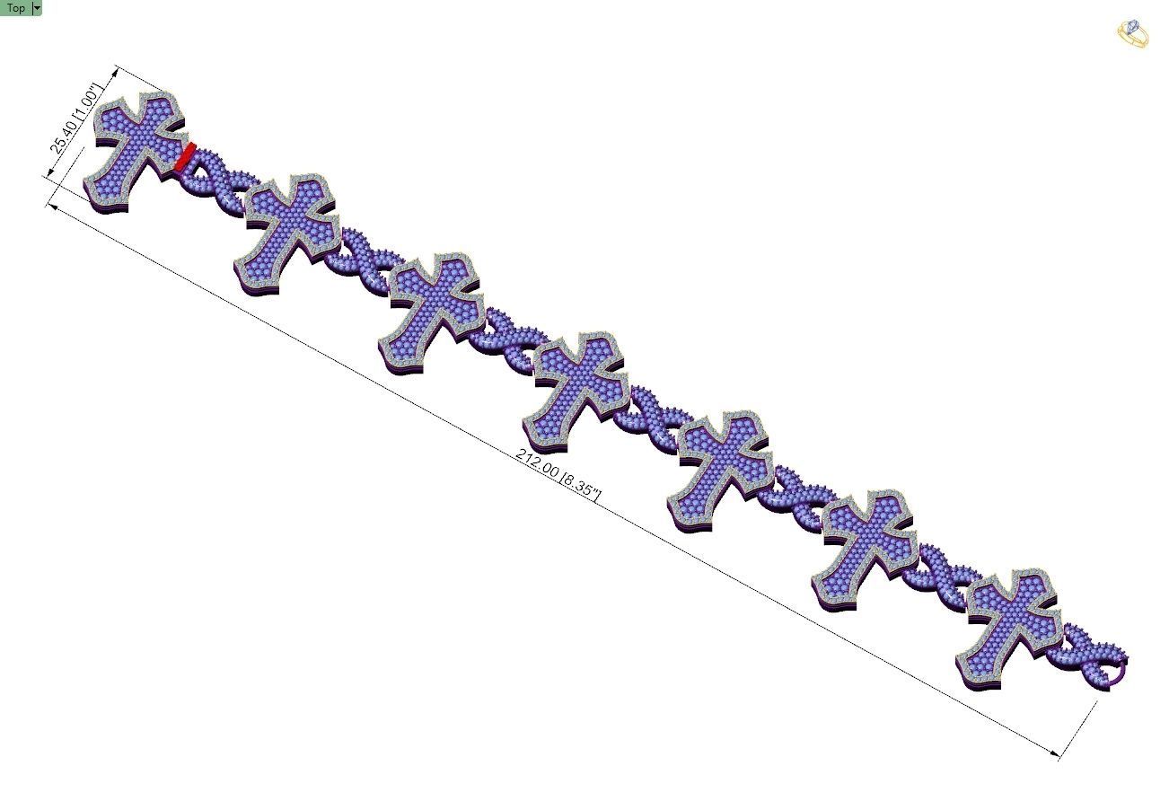 Custom Cathedral Cross Bracelet Infinity Diamond Link Bracelet  3D print model_4