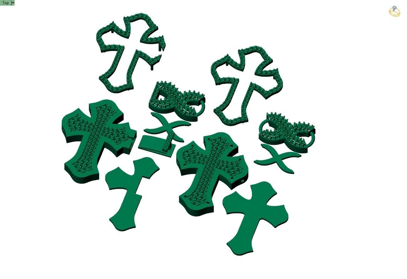 Custom Cathedral Cross Bracelet Infinity Diamond Link Bracelet  3D print model_17