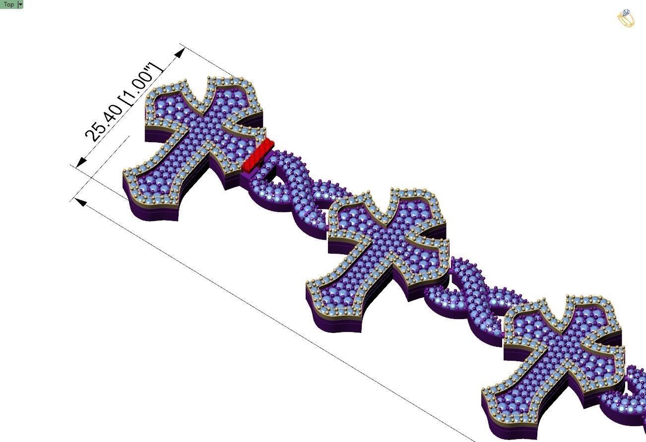 Custom Cathedral Cross Bracelet Infinity Diamond Link Bracelet  3D print model_12