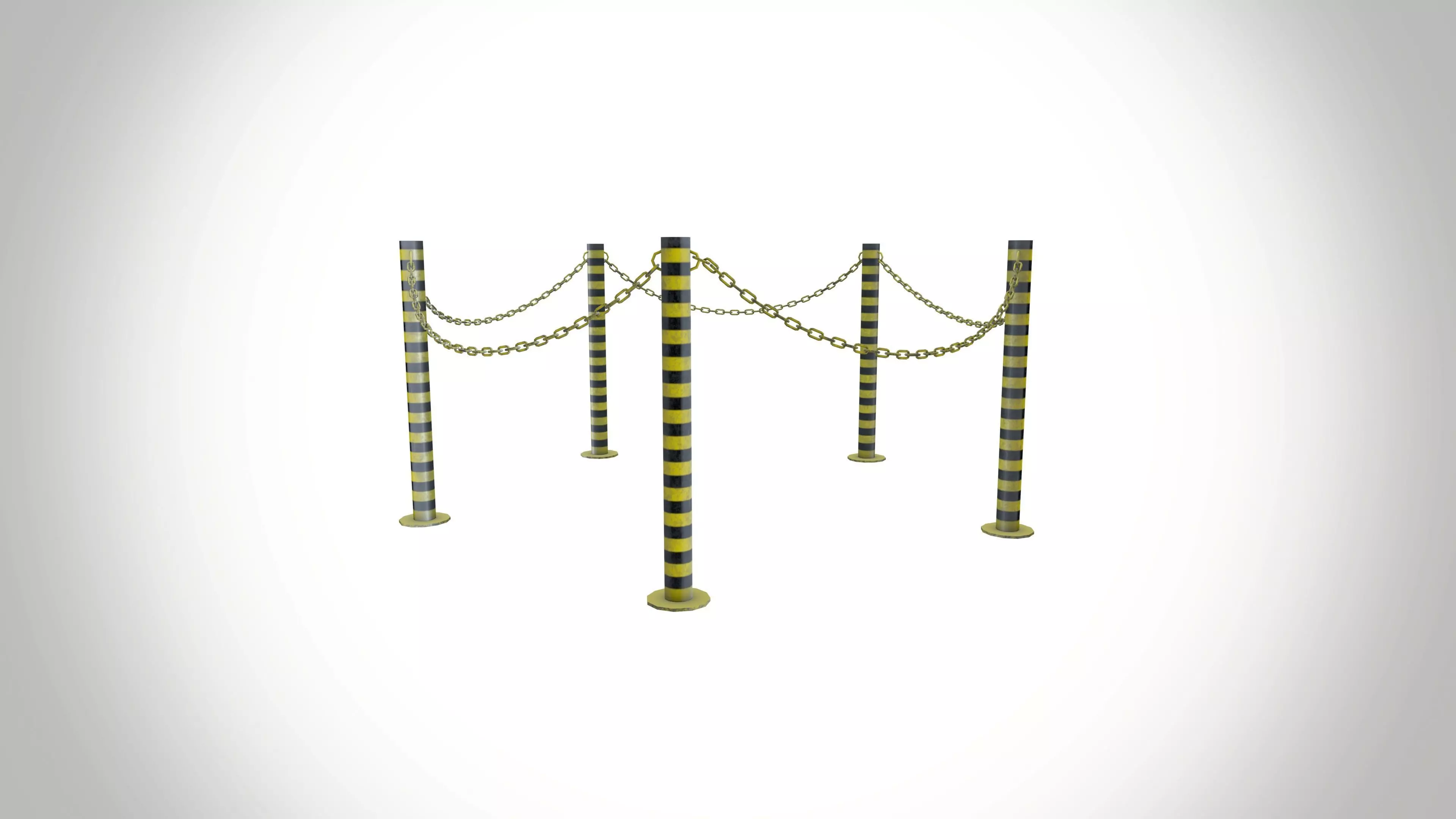 Stand Chain Barrier Metal Fence Barricade  3D model_0