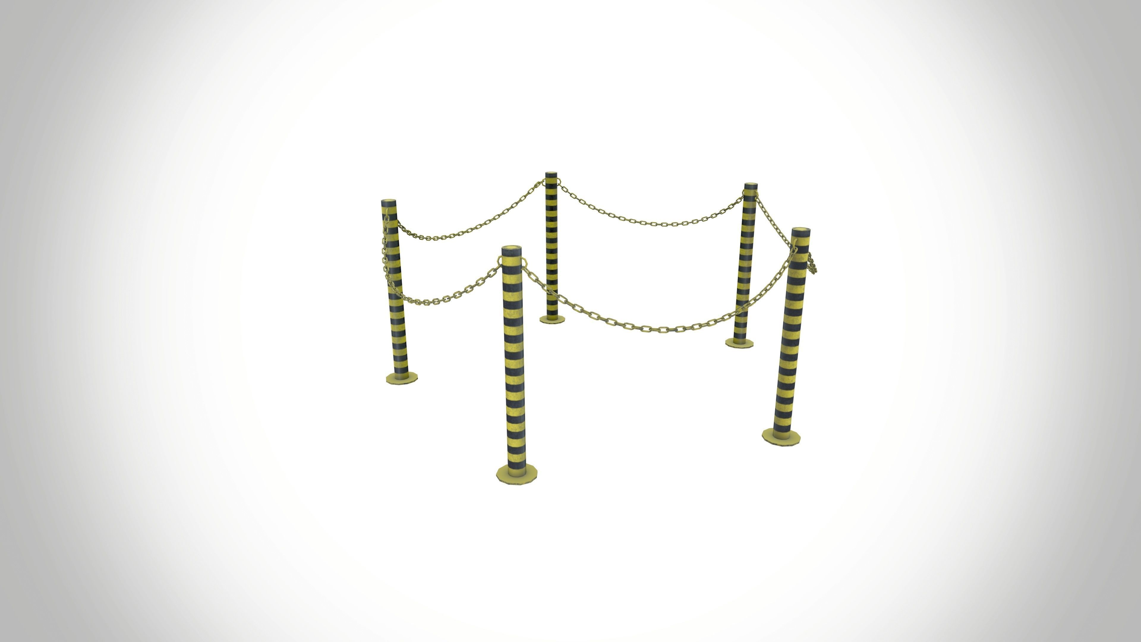 Stand Chain Barrier Metal Fence Barricade  3D model_3