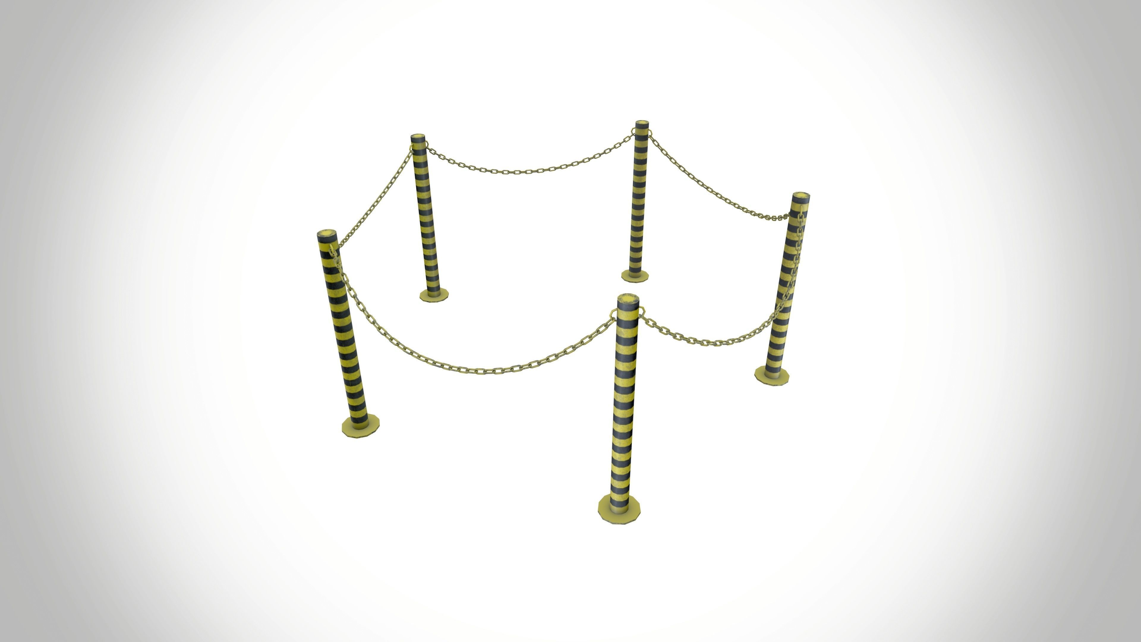 Stand Chain Barrier Metal Fence Barricade  3D model_2