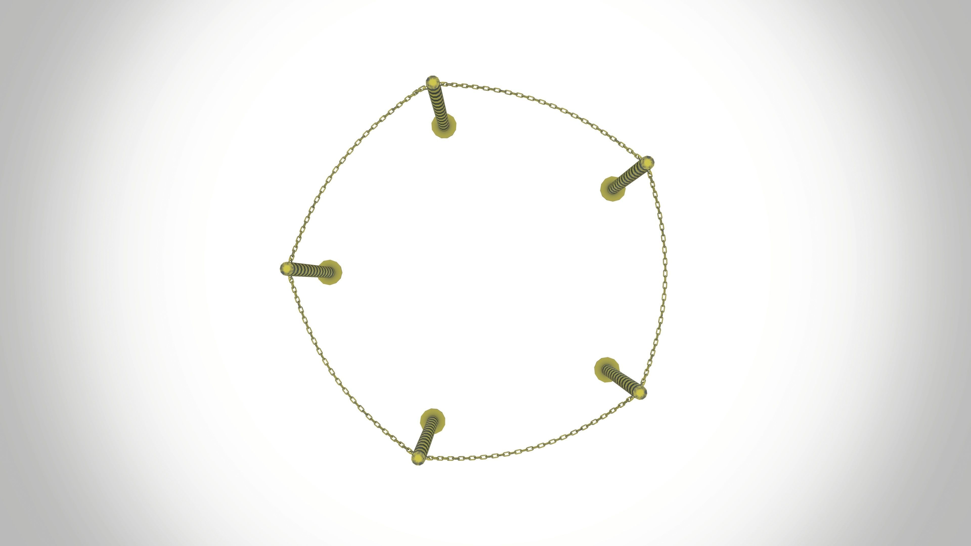 Stand Chain Barrier Metal Fence Barricade  3D model_4