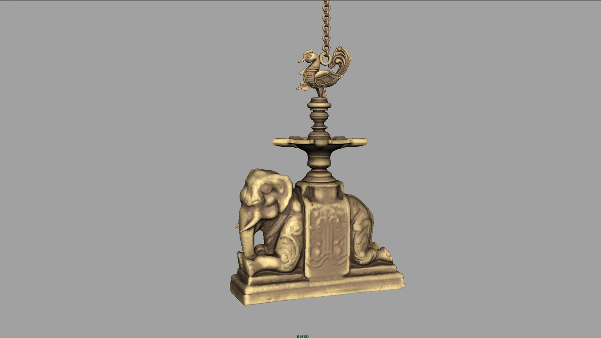 elephant oil lamp 3D model_2