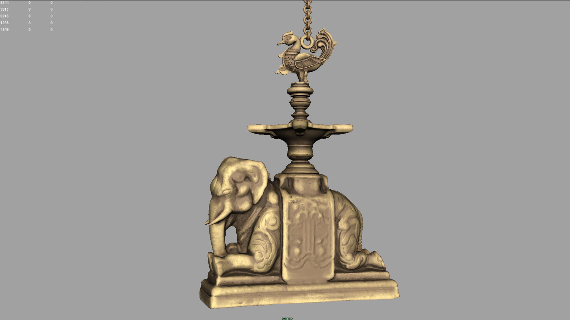 elephant oil lamp 3D model_1