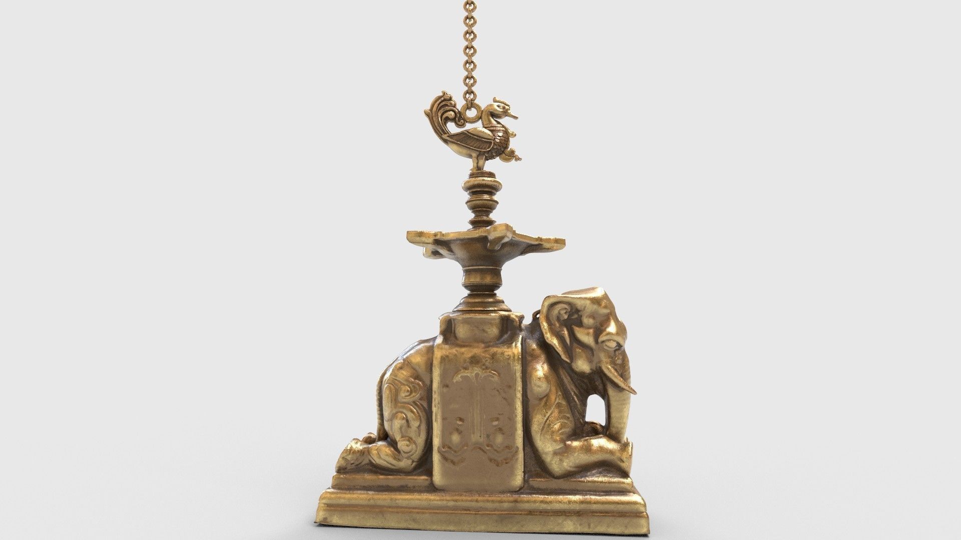 elephant oil lamp 3D model_11