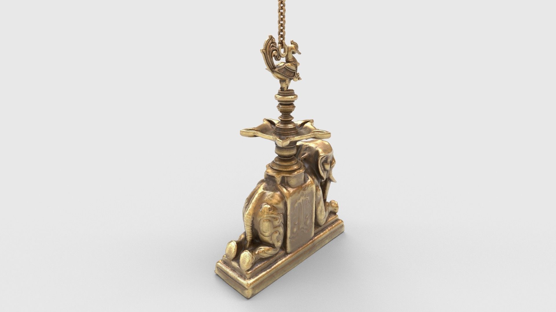 elephant oil lamp 3D model_12