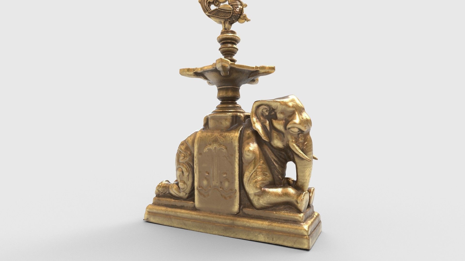 elephant oil lamp 3D model_10