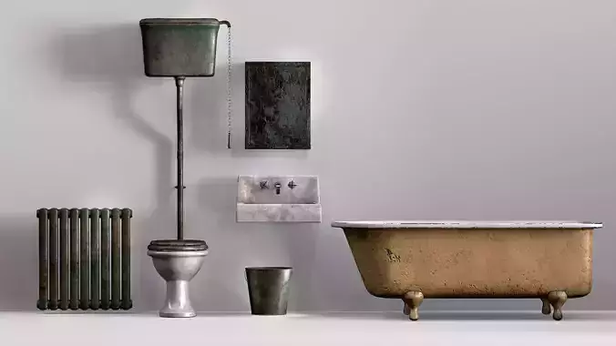 Horror abandoned bathroom props