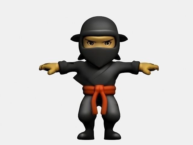 Toon Ninja Rigged and skinned Free low-poly 3D model