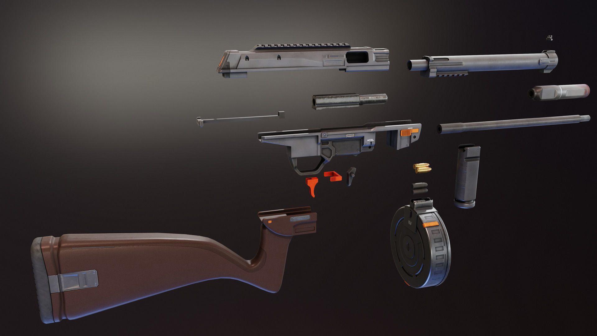 Suomi KP31 Low-poly 3D model_10