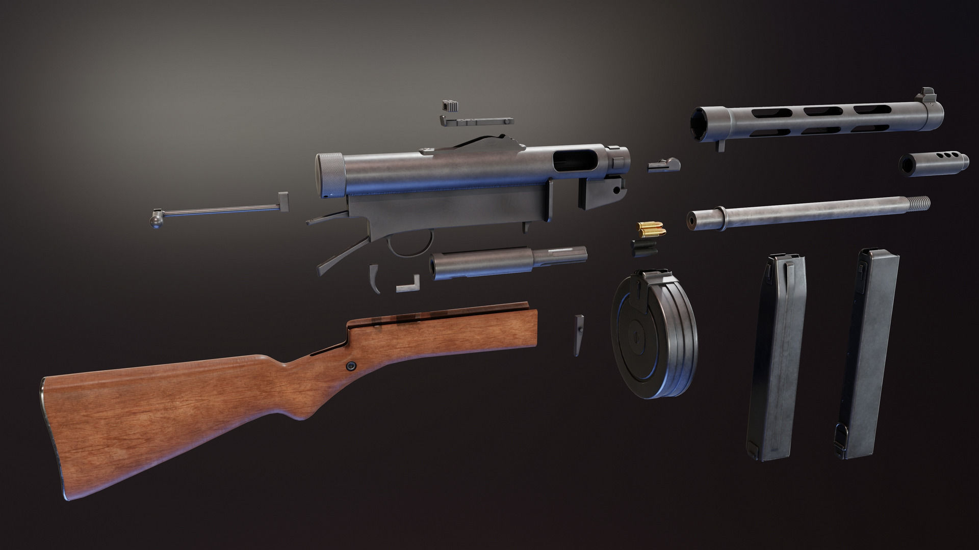 Suomi KP31 Low-poly 3D model_9