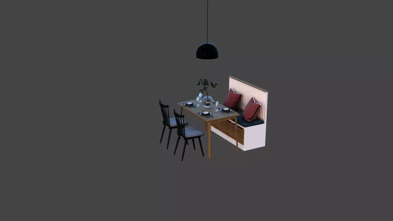 Dining Table And Chair 3D model_0