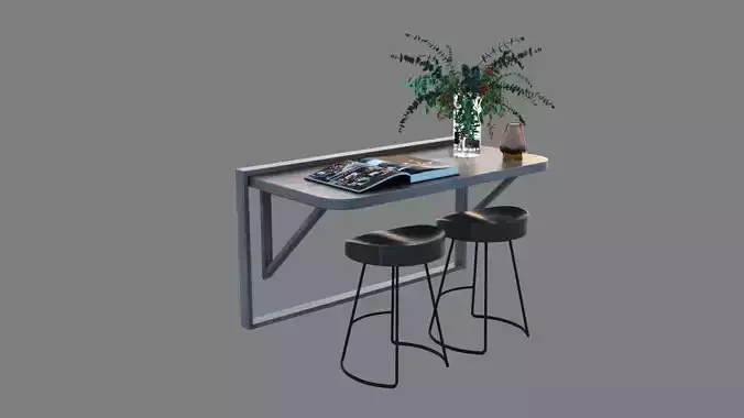 wall-mounted tables and chairs