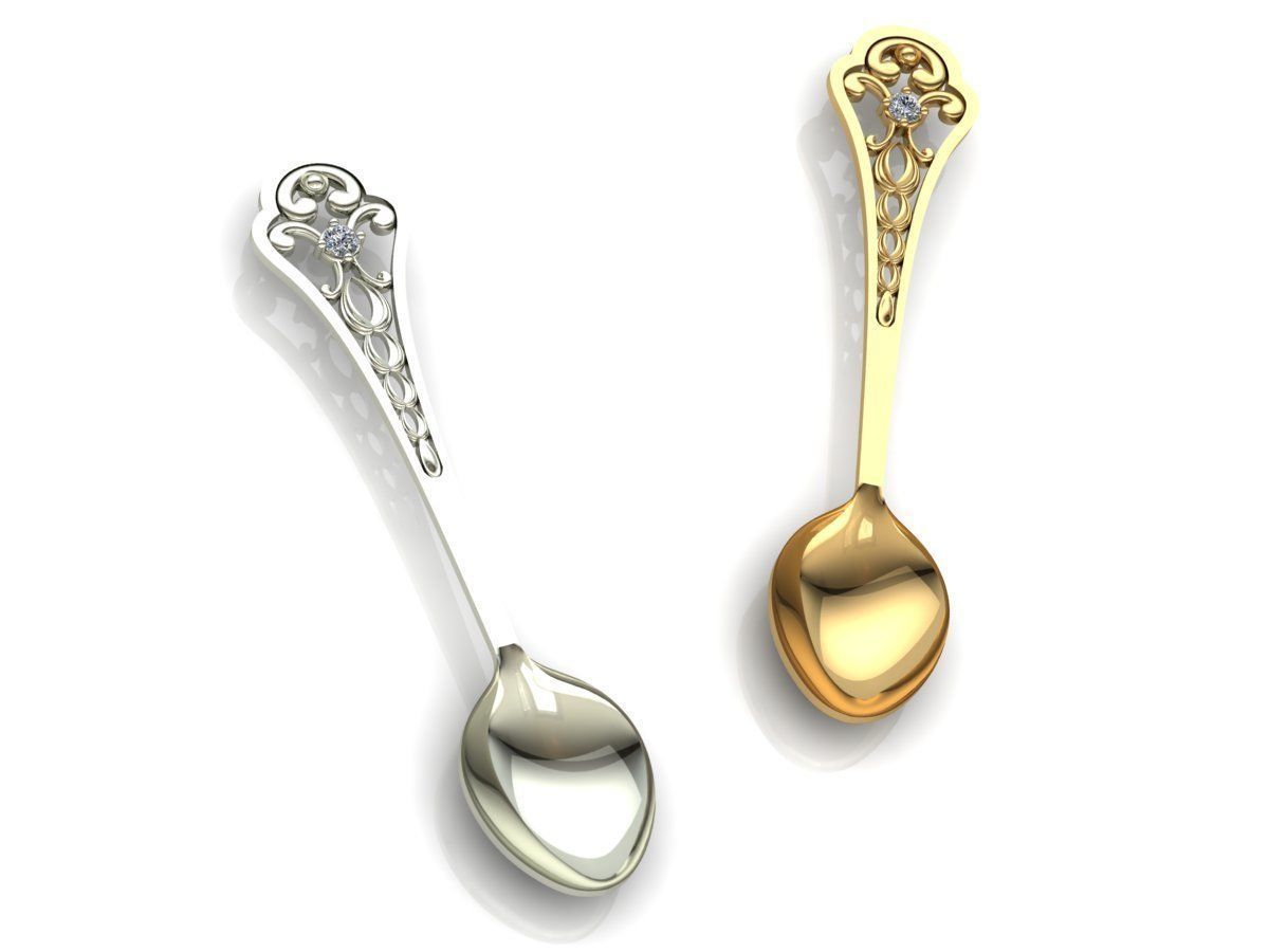 Silver Gold Spoon 3D print model_1