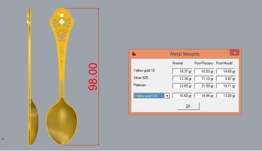 Silver Gold Spoon 3D print model_2