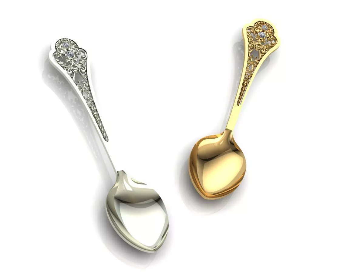 Silver Gold Spoon 3D print model_0