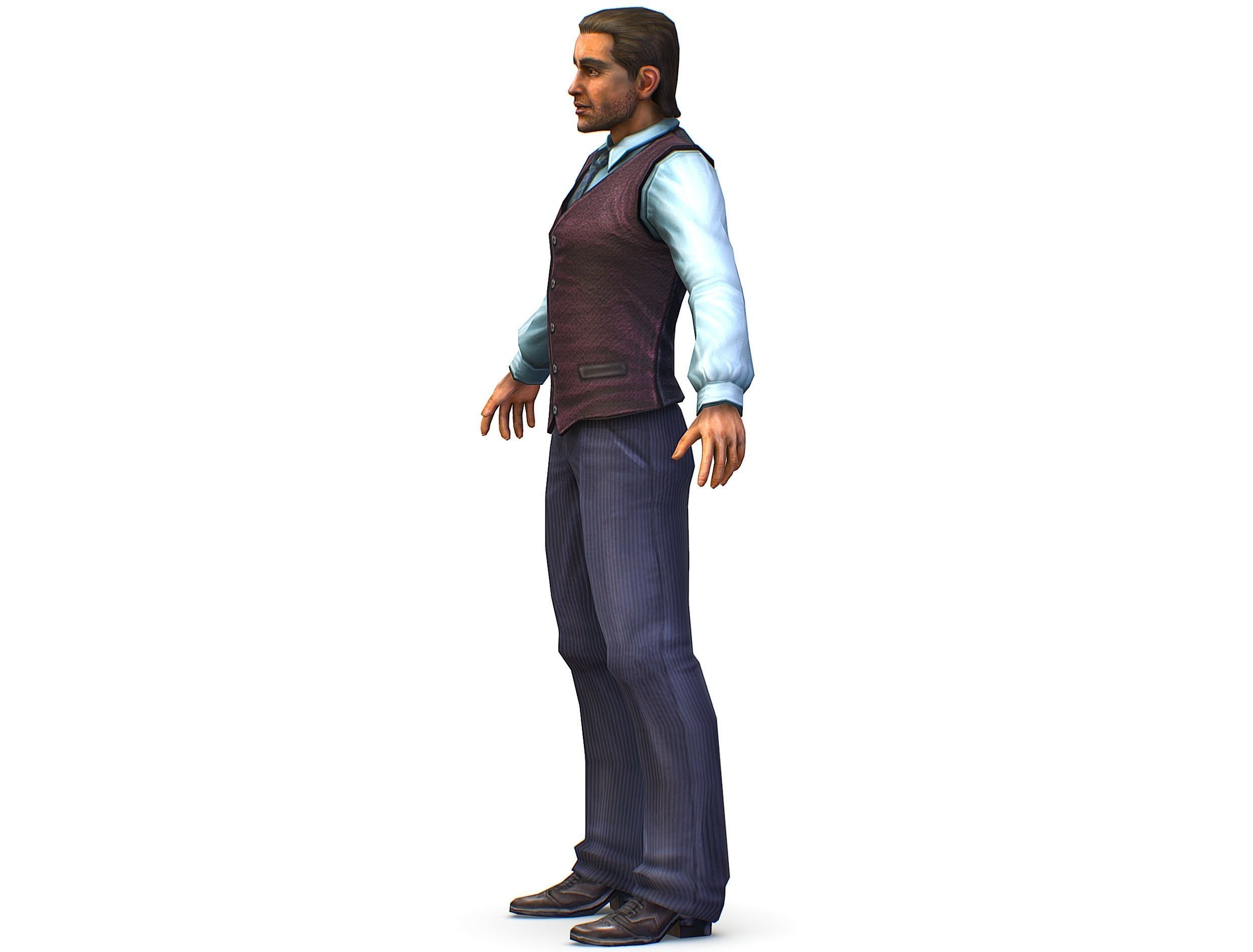 Business young man in vest and pants   Office Classic Man Low-poly 3D model_15