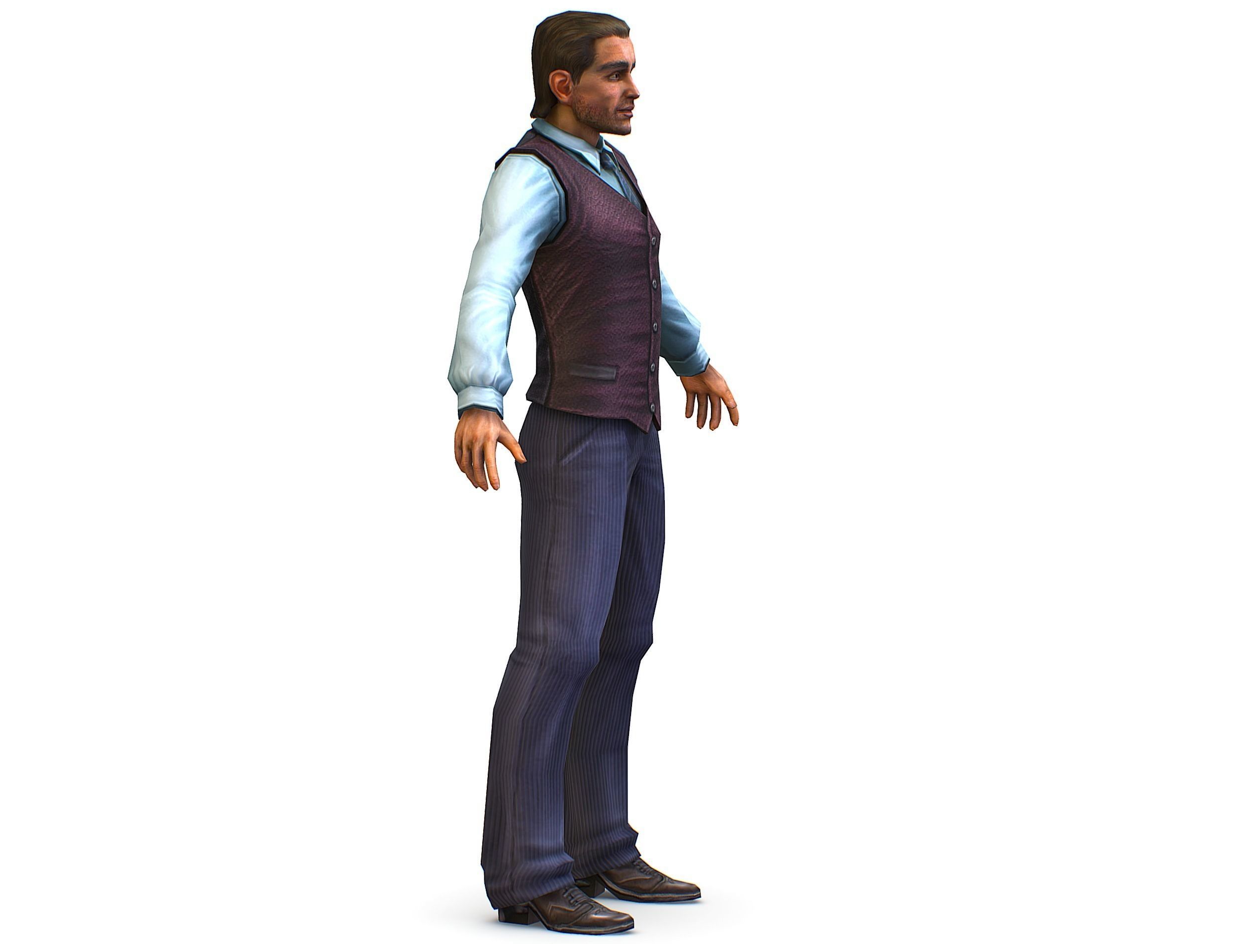 Business young man in vest and pants   Office Classic Man Low-poly 3D model_4